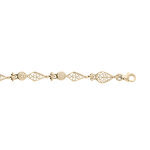 Bracelet en plaqu or oxydes blancs sertis et motifs navettes filigranes 16 + 3cm