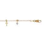 Bracelet en plaqu� or pampilles croix et perles blanche et transparente 16 + 3cm
