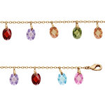 Bracelet en plaqu or pampilles gouttes multicolores oxyde de zirconium 17cm + 2cm