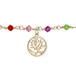Bracelet plaqu or pierres multicolores pampille arbre de vie - longueur 16 + 3cm