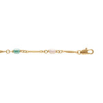 Bracelet en plaqu� or quatre pierres forme cylindre blanc vert rose et bleu - 16 + 3cm