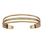 Bracelet en plaqu or rigide ouvert 3 rangs diamants