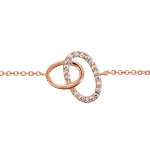 Bracelet en plaqu or rose chane avec 2 ovales de taille diffrente emmaills, 1 petit lisse et le gros ...