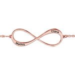 Bracelet en plaqu or rose chane avec infini  graver 1 ou 2 prnoms - longueur 16cm + 3cm de rallonge ...