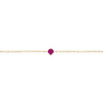 Bracelet en plaqu or solitaire oxyde fushia 4mm 16 + 2cm