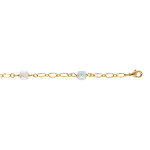 Bracelet en plaqu� or trois pierres carr�es bleue blanche verte - 16 + 3cm