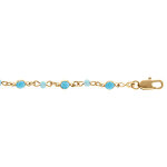 Bracelet en plaqu� or tutti frutti boules facet�es et navettes bleu ciel - 16 + 3cm
