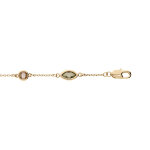 Bracelet en plaqu or tutti frutti chane avec pampilles navettes oxydes verts et ronds orang 16 + 3cm ...