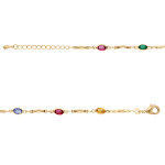 Bracelet en plaqu� or tutti frutti navettes d' oxydes multi couleurs et baguettes - 16 + 3cm