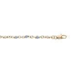 Bracelet en plaqu� or tutti frutti avec pierres bleues et blanches 16 + 3cm