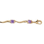 Bracelet en plaqu or vague avec oxydes violettes 17 + 3cm
