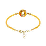 Bracelet stella mia en acier dor� jaune r�sine orang� cordon jaune - 16 + 3cm