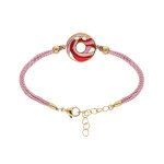 Bracelet stella mia en acier dor� jaune r�sine rose cordon rose - 16 + 3cm
