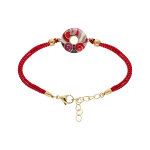 Bracelet stella mia en acier dor� jaune r�sine rouge cordon rouge 16 + 3cm