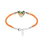 Bracelet stella mia : cur en rsine sur cordon orange - 16 + 3cm