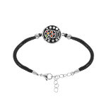 Bracelet stella mia en acier t�te de mort r�sine multi couleur et nacre cordon noir - 16 + 3cm