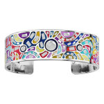 Bracelet stella mia rigide en acier motifs vagues et couleurs pastel avec nacre blanche vritable - diamtre ...