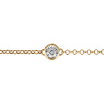 Bracelet en vermeil chane petite jaseron avec pierre ronde serti clos - 18cm