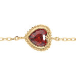 Bracelet en vermeil coeur oxyde grenat - 16 + 3cm