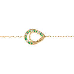 Bracelet en vermeil goutte avec oxydes verts vet blancs sertis - 15 + 3cm
