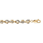 Bracelet en vermeil massif chane faon torsades avec oxydes blancs sertis sur le dessus - 16 + 3cm