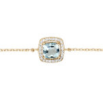 Bracelet en vermeil massif pierre naturelle topaze bleue avec contour d'oxydes blancs sertis - 16, 5 ...