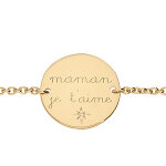 Bracelet en vermeil pastille  maman je t'aime  avec un oxyde blanc serti - 16 + 3cm