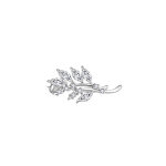 Broche en argent rhodi motif feuillage avec oxydes blancs sertis 26. 80 x 12. 50mm