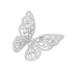 Broche en argent rhodi� motif papillon avec oxydes blancs sertis