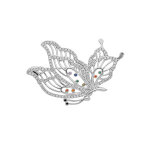 Broche en argent rhodi� motif papillon avec oxydes multi couleurs