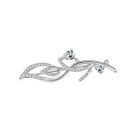 Broche en argent rhodi motif vgtal avec oxydes blancs sertis 43. 9 x 12. 6mm