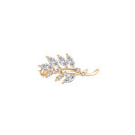 Broche en plaqu or feuille avec oxydes blancs sertis 2. 7x1. 3 cm
