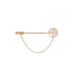 Broche en plaqu or fibule tte arbre de vie et oxydes blancs sertis
