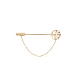 Broche en plaqu or fibule tte arbre de vie et oxydes multi couleurs sertis