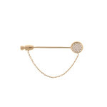 Broche en plaqu or fibule tte forme pastille et oxydes blancs sertis