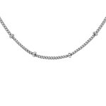 Chaîne en argent rhodié maille gourmette avec boules 42cm réglable longueur 36cm Chaîne en argent rhodié maille gourmette avec boules 42cm réglable longueur 36cm