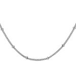 Chaîne en argent rhodié maille gourmette avec boules 60cm réglable longueur 55cm Chaîne en argent rhodié maille gourmette avec boules 60cm réglable longueur 55cm