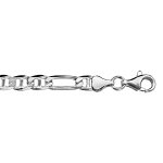 Chane en argent rhodi maille marine alterne 1 + 3 - largeur 6mm et longueur 50cm