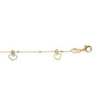Chane cheville argent dor pampilles coeurs lisses et givrs rglable 23  26cm
