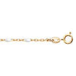 Chaîne de cheville en argent et dorure jaune mailles et olives blanches 23 + 3cm Chaîne de cheville en argent et dorure jaune mailles et olives blanches 23 + 3cm