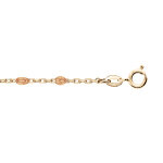 Cha�ne de cheville en argent et dorure jaune avec olives couleur orange transparent 23 + 3cm