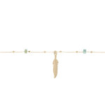 Chane de cheville en argent et dorure jaune avec pampille plume et rondelles turquoise vritable 22 ...