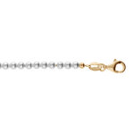 Cha�ne de cheville en argent et dorure jaune perles 3mm blanche de synth�se longueur 23 + 3cm