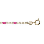 Chaîne de cheville en argent et dorure jaune avec perles rose fluo 23 + 3cm Chaîne de cheville en argent et dorure jaune avec perles rose fluo 23 + 3cm