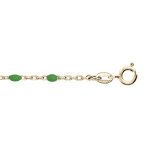 Chaîne de cheville en argent et dorure jaune avec perles vert fluo 23 + 3cm Chaîne de cheville en argent et dorure jaune avec perles vert fluo 23 + 3cm