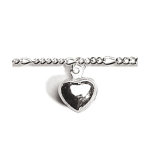 Chaîne de cheville en argent avec pampille petit coeur - longueur 23cm Chaîne de cheville en argent avec pampille petit coeur - longueur 23cm