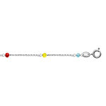 Cha�ne de cheville en argent rhodi� boules perles de verre facett�es multicolores 23cm + 3cm de rallonge ...