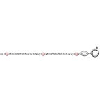 Cha�ne de cheville en argent rhodi� boules perles de verre facett�es rose clair 23cm + 3cm de rallonge ...