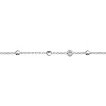 Chaîne de cheville en argent rhodié cubes et 3 oxydes ronds blancs sertis clos 23cm + 3cm de rallonge ... Chaîne de cheville en argent rhodié cubes et 3 oxydes ronds blancs sertis clos 23cm + 3cm de rallonge ...