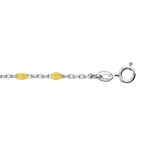 Cha�ne de cheville en argent rhodi� avec olives couleur jaune transparent 23 + 3cm